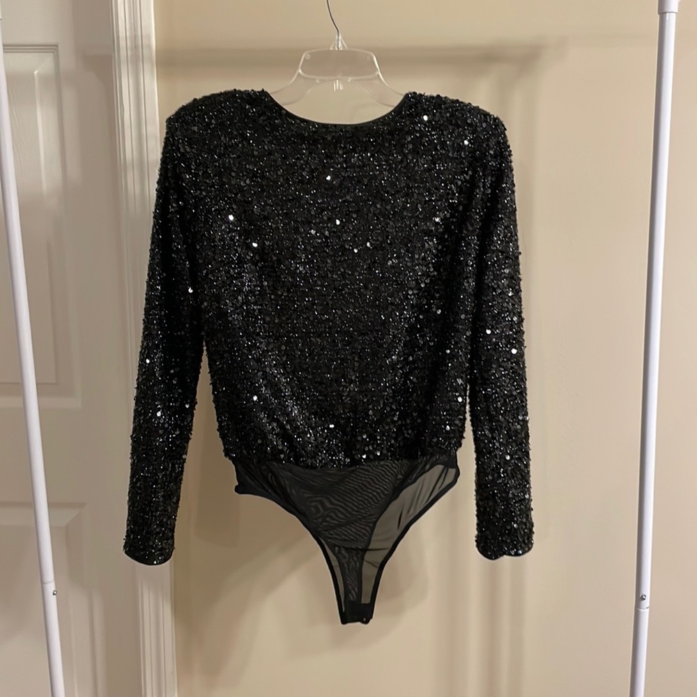 Black, Sequin bodysuit